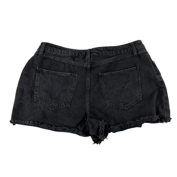 House of Harlow 1960 Black High Rise Denim Shorts Distressed Raw Hem Size 31 - Picture 2 of 6